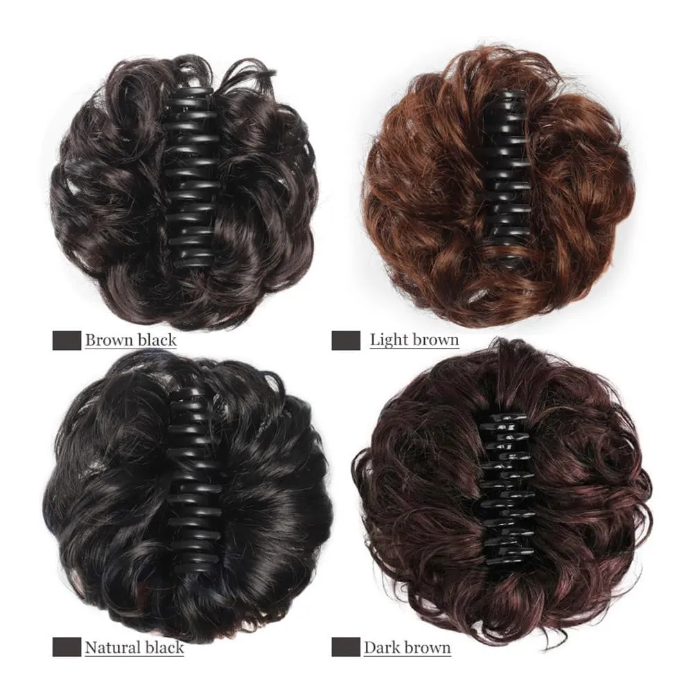 Bun Wig, Messy Bun Synthetic Hairpiece - Curly Bride Hair Bag for Women - Voluminous & Stylish Look,Messy Bun Wig(Light brown)
