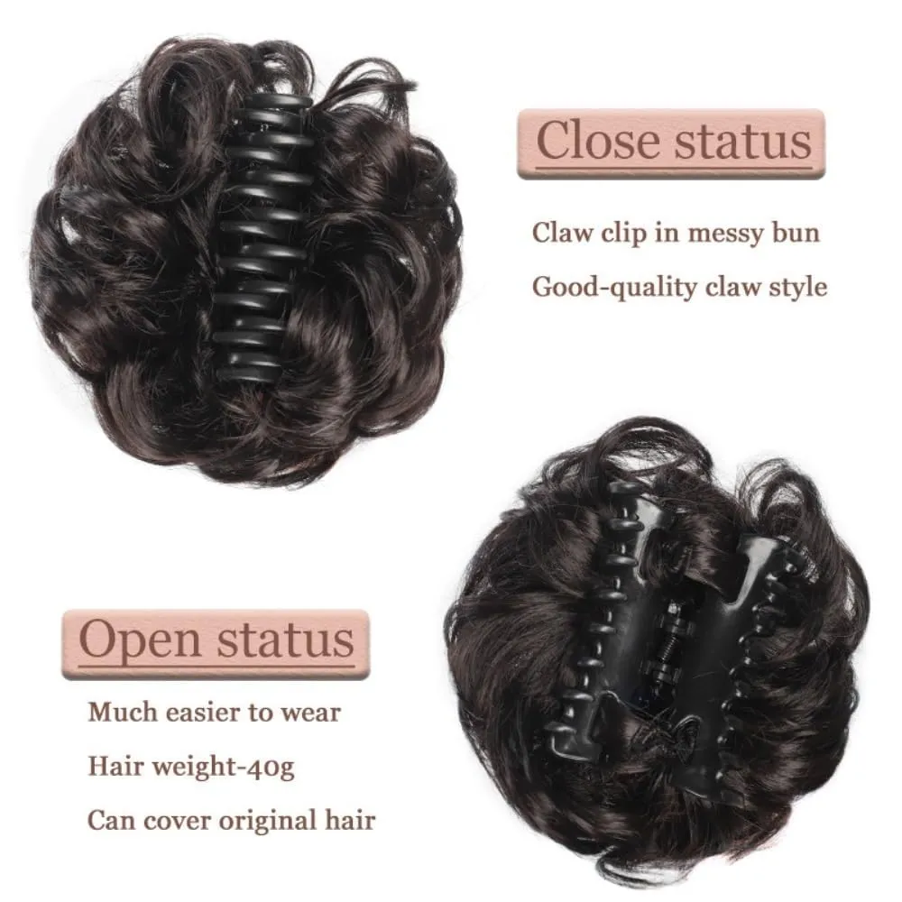 Bun Wig, Messy Bun Synthetic Hairpiece - Curly Bride Hair Bag for Women - Voluminous & Stylish Look,Messy Bun Wig(Light brown)