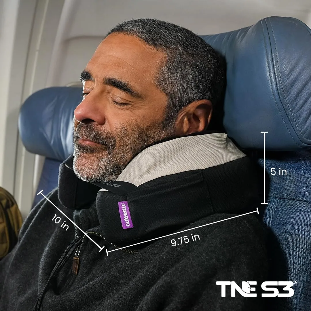 Cabeau Travel Neck Pillow for Airplanes – The Neck’s Evolution, TNE S3 – Supportive Memory Foam Design for Long Haul Flights – Attachable Seat Straps and 360° Support (London Red)