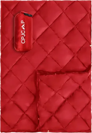 Camping Blanket - Outdoor Travel Blanket, Packable, Puffy Blanket, Lightweight & Multifunctional Quilt for Camping, Hiking, Backpacking,Airplane,Outdoors, Travel, Beach, Red, 57” x 78.7”