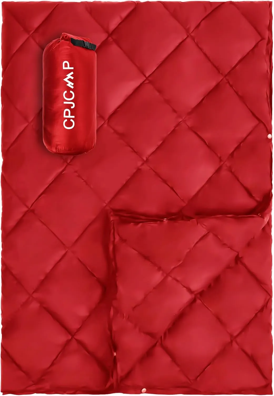 Camping Blanket - Outdoor Travel Blanket, Packable, Puffy Blanket, Lightweight & Multifunctional Quilt for Camping, Hiking, Backpacking,Airplane,Outdoors, Travel, Beach, Red, 57” x 78.7”