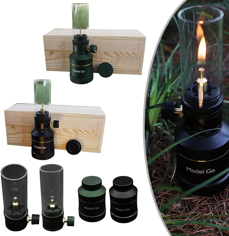 Camping Gas Lantern，Gas Lamp for Outdoor Lighting Portable Stove for Cooking Warming，Made Of Metal And Glass For Enhanced Strength(Only lamp Green)