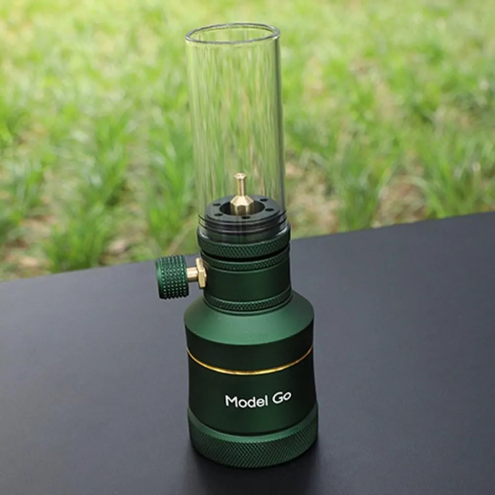 Camping Gas Lantern，Gas Lamp for Outdoor Lighting Portable Stove for Cooking Warming，Made Of Metal And Glass For Enhanced Strength(Only lamp Green)