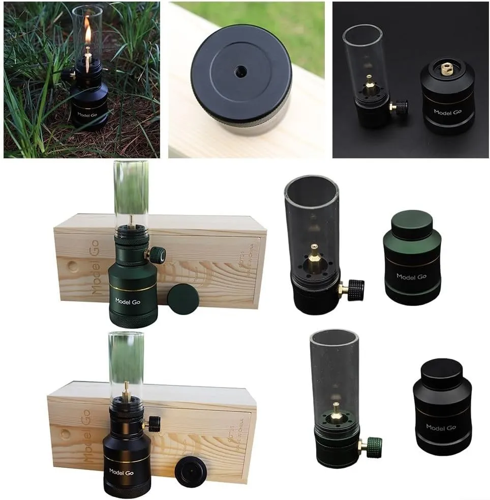 Camping Gas Lantern，Gas Lamp for Outdoor Lighting Portable Stove for Cooking Warming，Made Of Metal And Glass For Enhanced Strength(Only lamp Green)