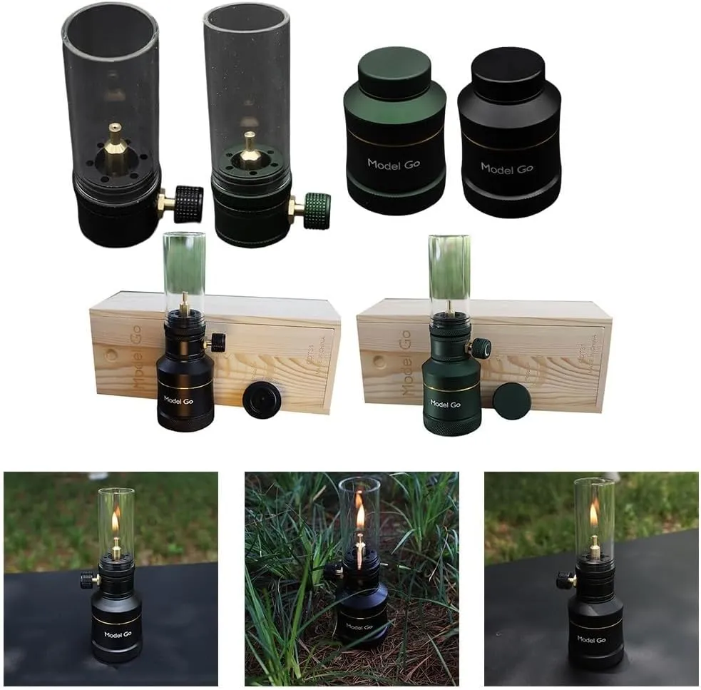 Camping Gas Lantern，Gas Lamp for Outdoor Lighting Portable Stove for Cooking Warming，Made Of Metal And Glass For Enhanced Strength(Only lamp Green)