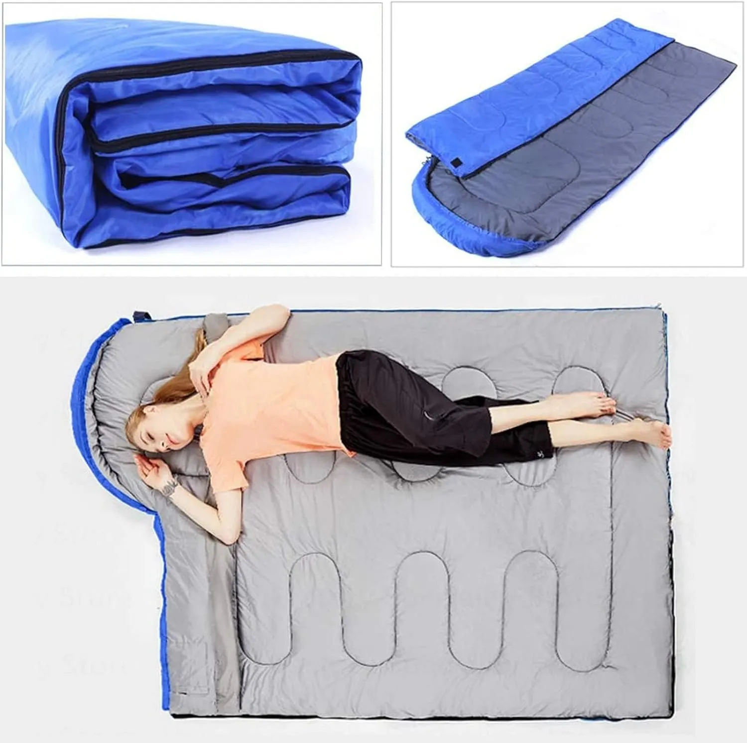 Camping Sleeping Bag,Sleeping Bag Ultralight Camping Waterproof Sleeping Bags Thickened Winter Warm Sleeping Bag Adult Outdoor Camping Sleeping Bags ( Color : Navy Blue , Size : 180*30*75cm )