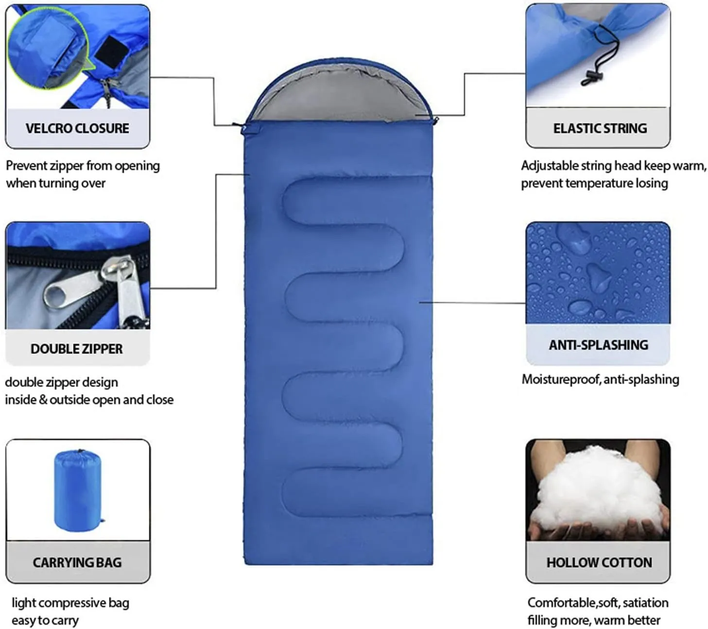 Camping Sleeping Bag,Sleeping Bag Ultralight Camping Waterproof Sleeping Bags Thickened Winter Warm Sleeping Bag Adult Outdoor Camping Sleeping Bags ( Color : Navy Blue , Size : 180*30*75cm )