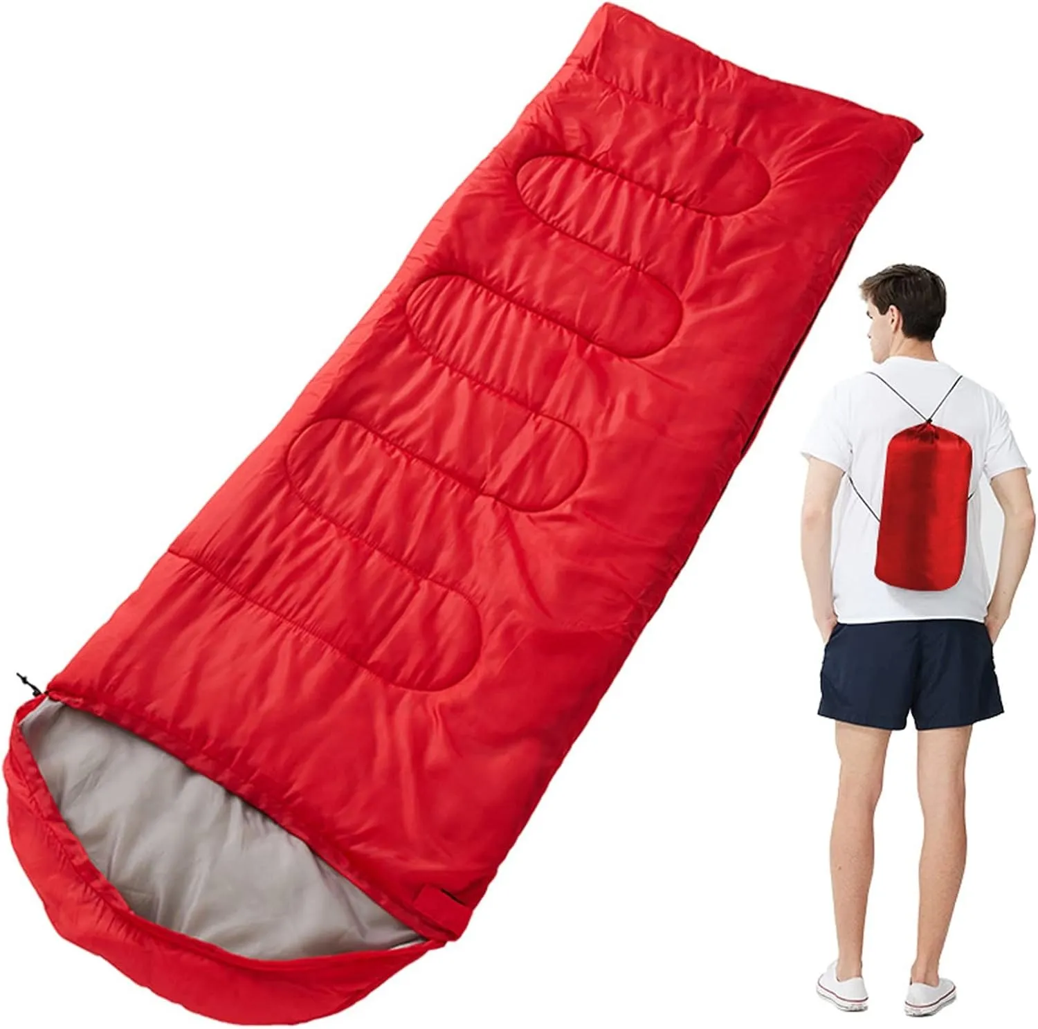 Camping Sleeping Bag,Sleeping Bag Ultralight Camping Waterproof Sleeping Bags Thickened Winter Warm Sleeping Bag Adult Outdoor Camping Sleeping Bags (Color : Red, Size : 180 * 30 * 75cm)