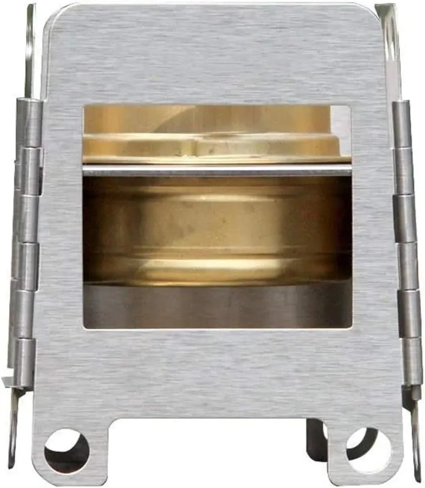 Camping Stove Stainless Steel Wood Burning Stove Lightweight Folding Pocket Stove with Backup Alcohol Burner Backpacking Stoves (Color : Silver, Size : One Size)