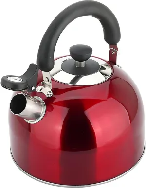 Camping Teapot, 304 Stainless Steel Whistle Kettle with Hot-Resistant Handle, Loud Whistling Tea Kettle, Tea Pot for Boiling Water Coffee or Milk