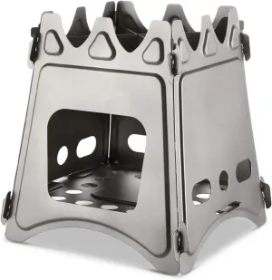 Camping Wood Stove Camping Wood Stove Folding Titanium Wood Burning Stove Lightweight Pocket Stove Convenient Storage (Color : Silver, Size : One Size) (Silver One Size)