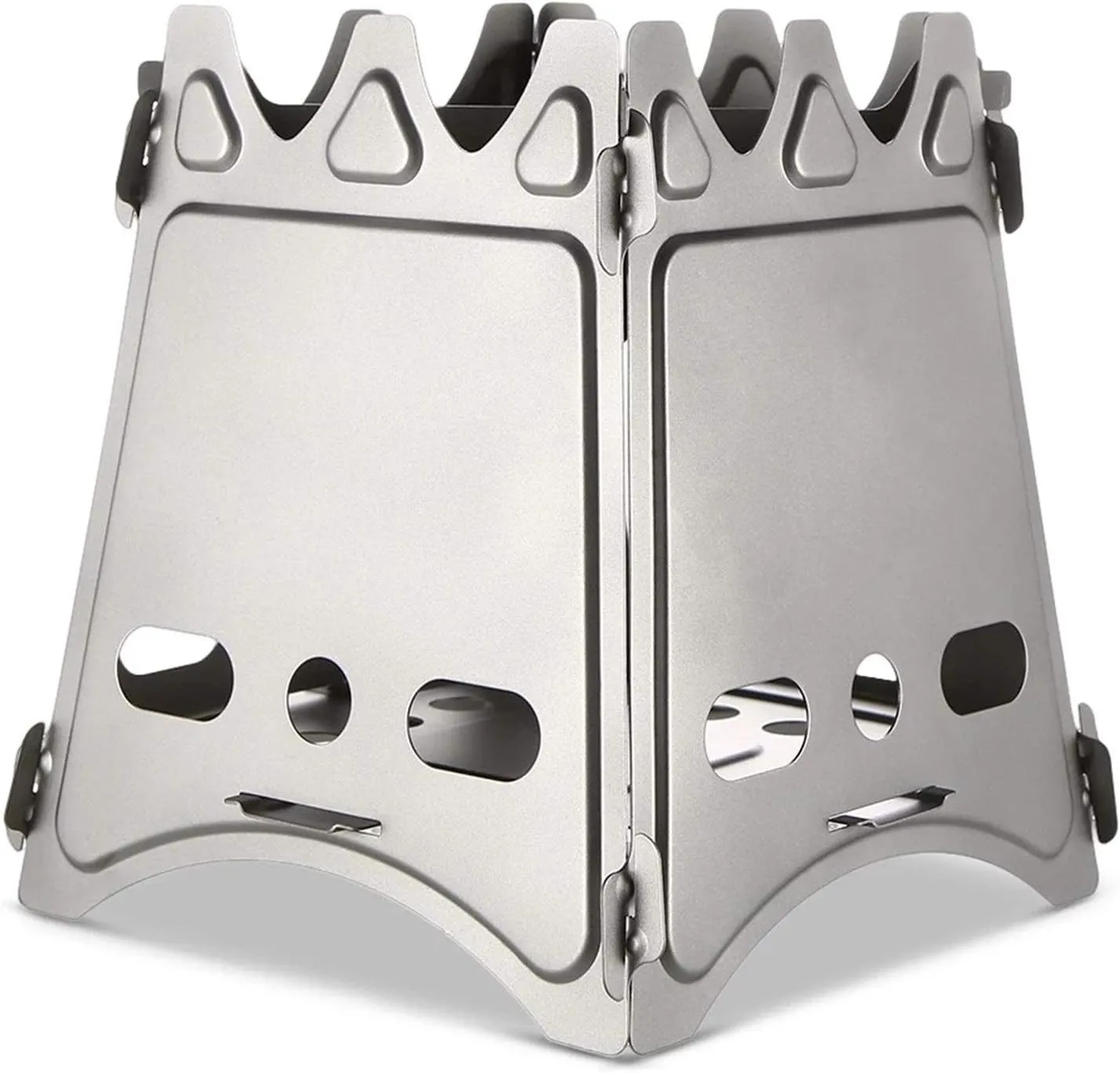 Camping Wood Stove Camping Wood Stove Folding Titanium Wood Burning Stove Lightweight Pocket Stove Convenient Storage (Color : Silver, Size : One Size) (Silver One Size)