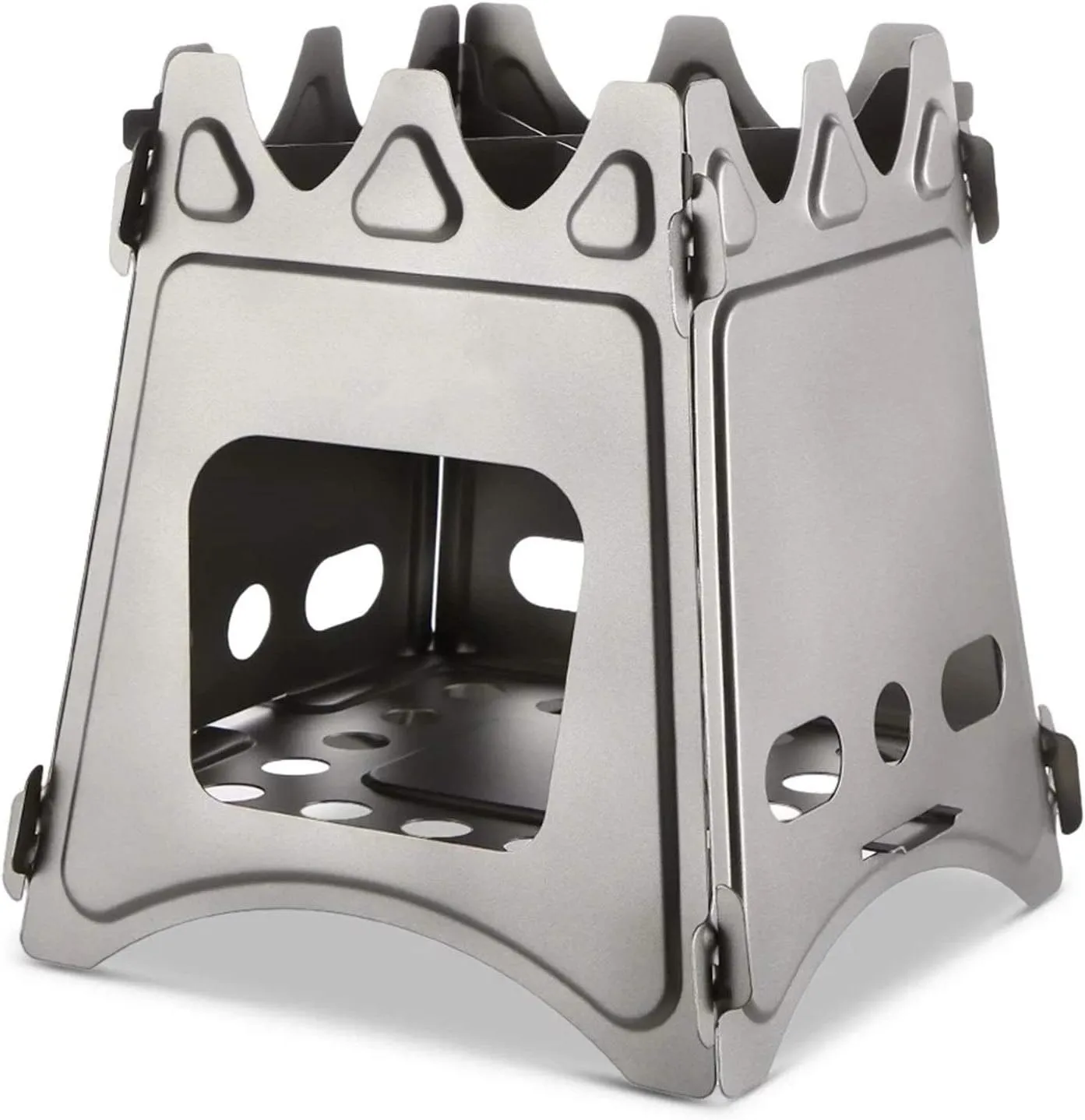 Camping Wood Stove Camping Wood Stove Folding Titanium Wood Burning Stove Lightweight Pocket Stove Convenient Storage (Color : Silver, Size : One Size) (Silver One Size)