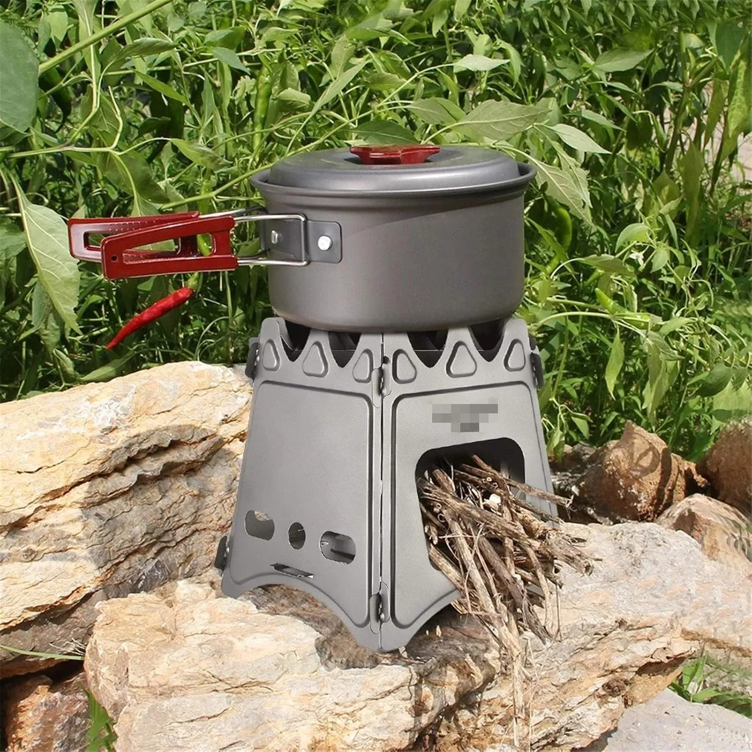 Camping Wood Stove Camping Wood Stove Folding Titanium Wood Burning Stove Lightweight Pocket Stove Convenient Storage (Color : Silver, Size : One Size) (Silver One Size)