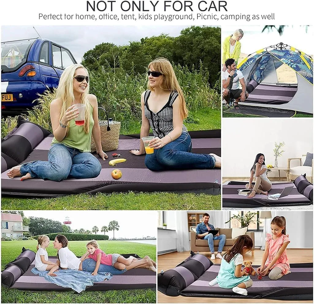 Car Inflatable Mattress for Peugeot 5008(5seats) 2017-2024 Sleeping Movable Back Seat Bed Portable Soft Mattress Sleeping Bed with Storage Bag,Brown