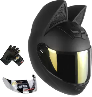 Cat Ear Motorcycle Helmet Full Helmet Youth Men and Women Racing Motocross Casco