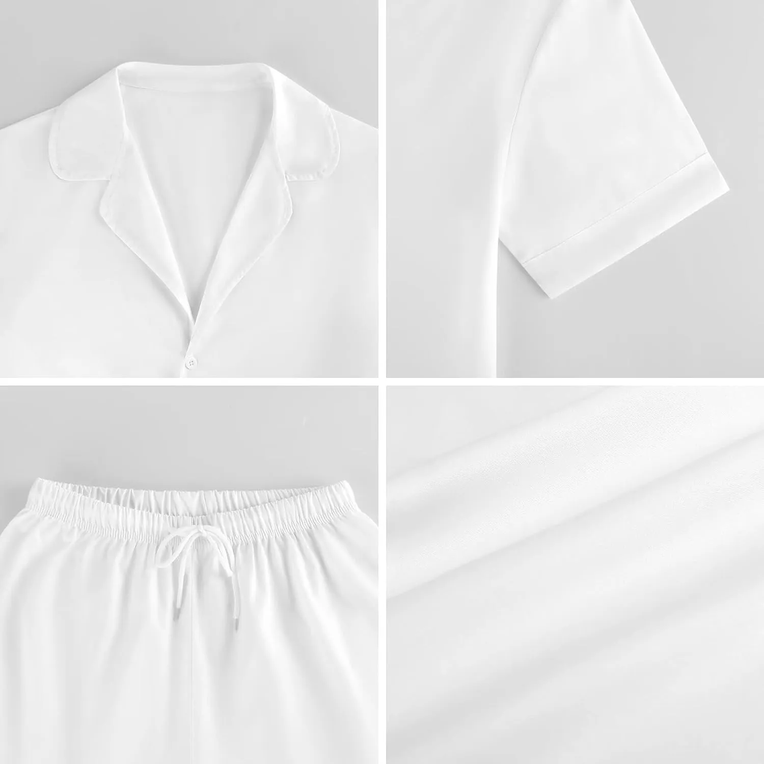 Cat Surfing Women's Satin Pajama Set Short Sleeve Button Down Sleepwear Loungewear Pj Set