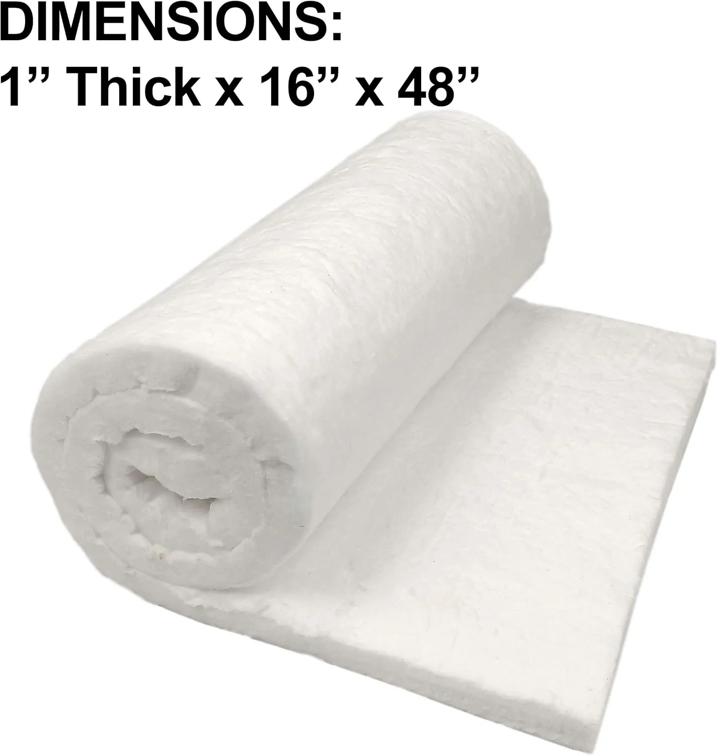 Ceramic Fiber Insulation, 1" Thick x 16" x 48", 2400F Fireproof Insulation Blanket, 3026E