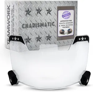 CHARISMATIC Clear Football Visor - Football Visors for Helmet - Football Helmet Visor Fits Adult & Youth Football Helmets - Anti-Fog, Scratch Resistant Clear Visor Football Face Shield