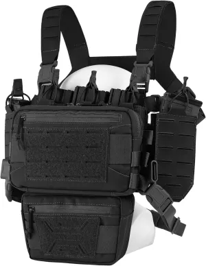 Chest Rig-Tactical Chest Rig，Molle Modular Micro Fight Chest Rigs Adjustable&Detachable with 5.56/7.62 Magazine Pouch