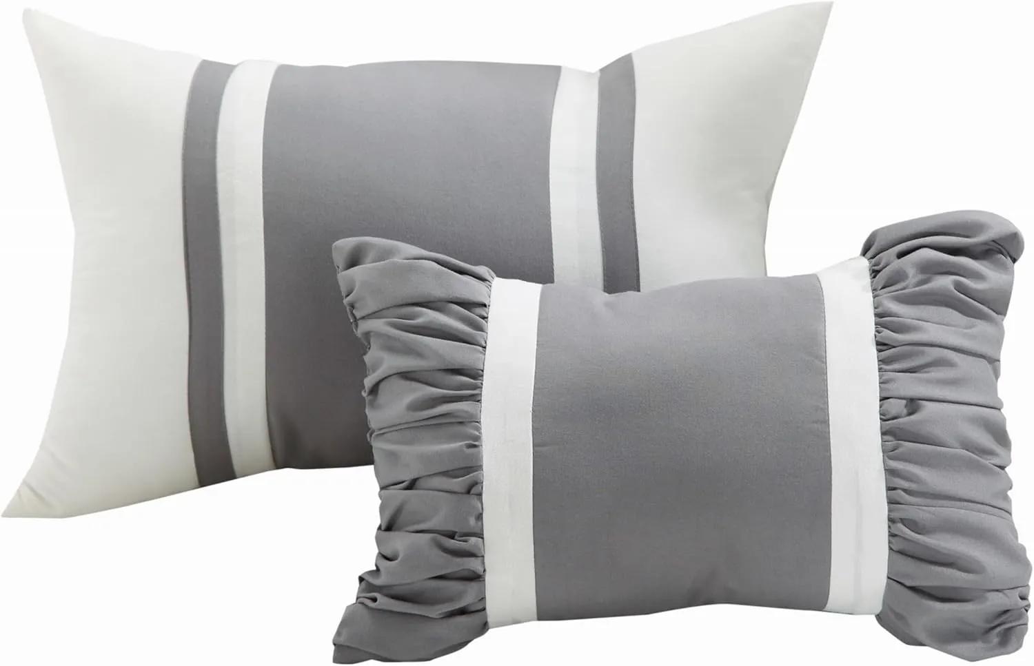 Chic Home White Bed in a Bag Comforter Set, King Size (8 Piece), Vermont - Pinch Pleat Microfiber Bedding - Comforter, Shams, Bed Skirt, Cushions and Breakfast Pillow