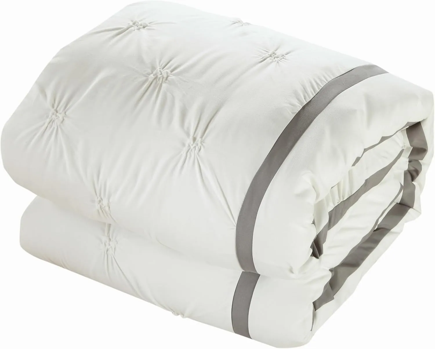 Chic Home White Bed in a Bag Comforter Set, King Size (8 Piece), Vermont - Pinch Pleat Microfiber Bedding - Comforter, Shams, Bed Skirt, Cushions and Breakfast Pillow