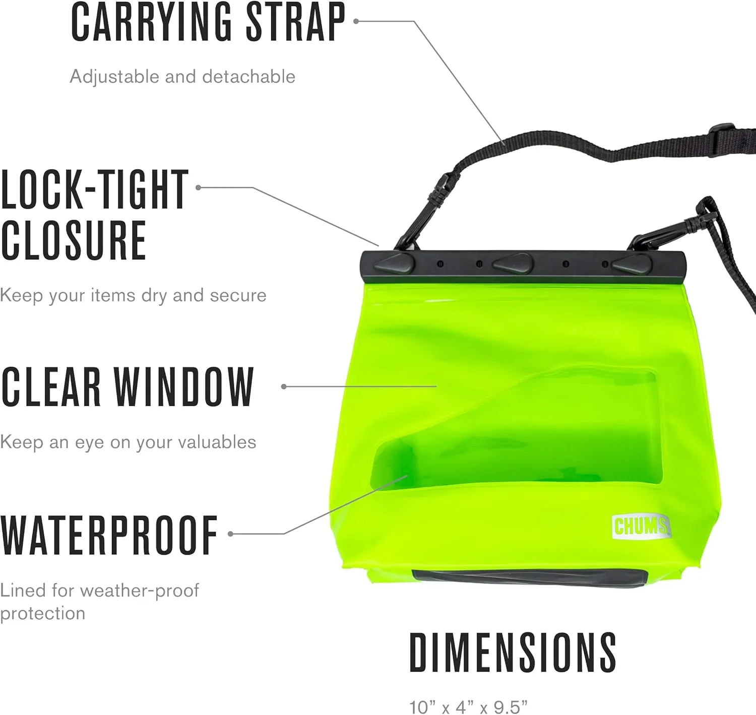 Chums Shuttle Splash Sack - Packable & Portable Waterproof Dry Bag for the Outdoors & On the Water - Pink