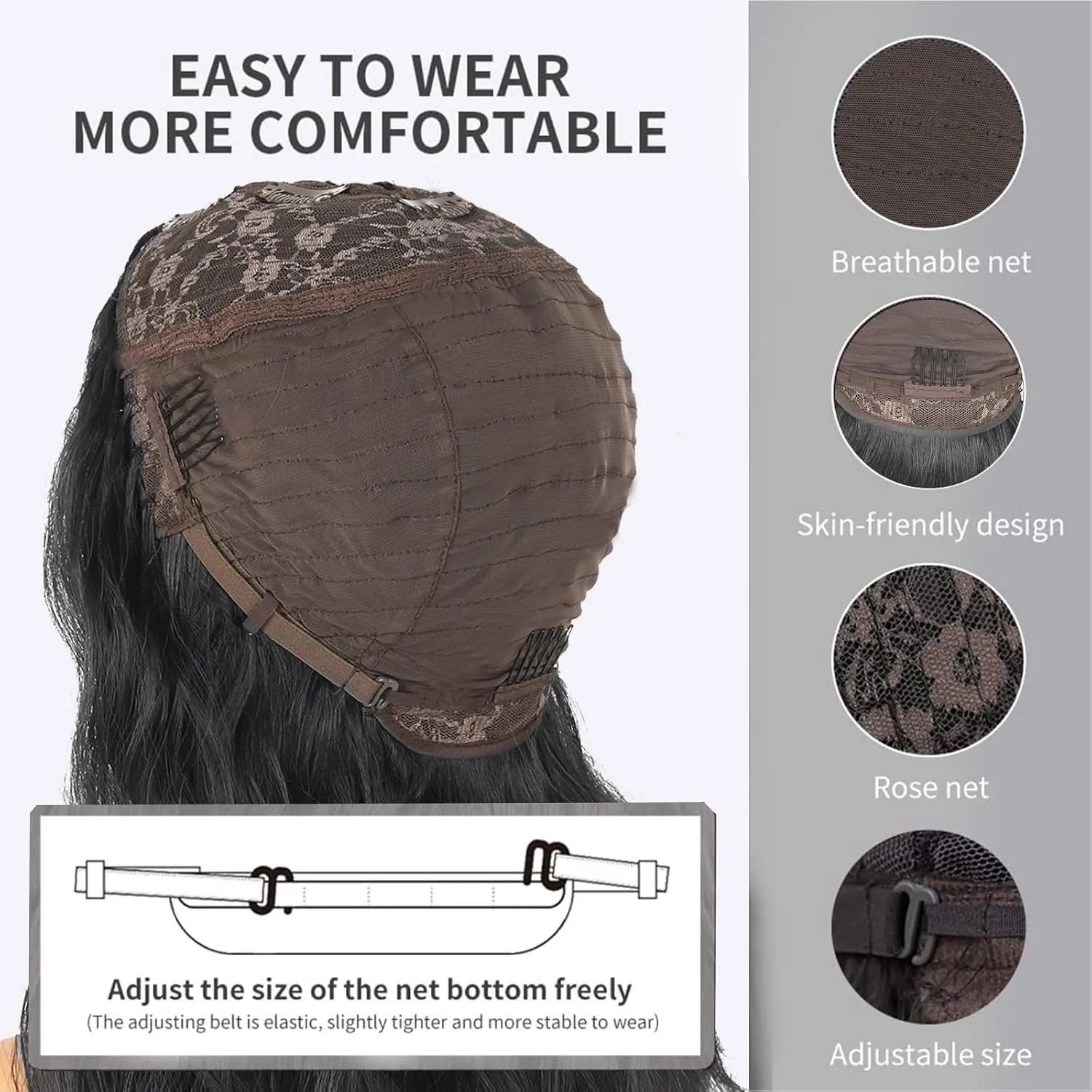CINHOO Body Wave V Part Curly Wig for Black Women Synthetic Long Wavy Glueless Soft As Human U V Part Wigs Upgrade For Black Women 24 inch Black No Leave Out Clip in Half Wigs(1B#)