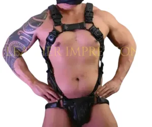 Classic Full Body Mens Leather Harness with Jockstrap