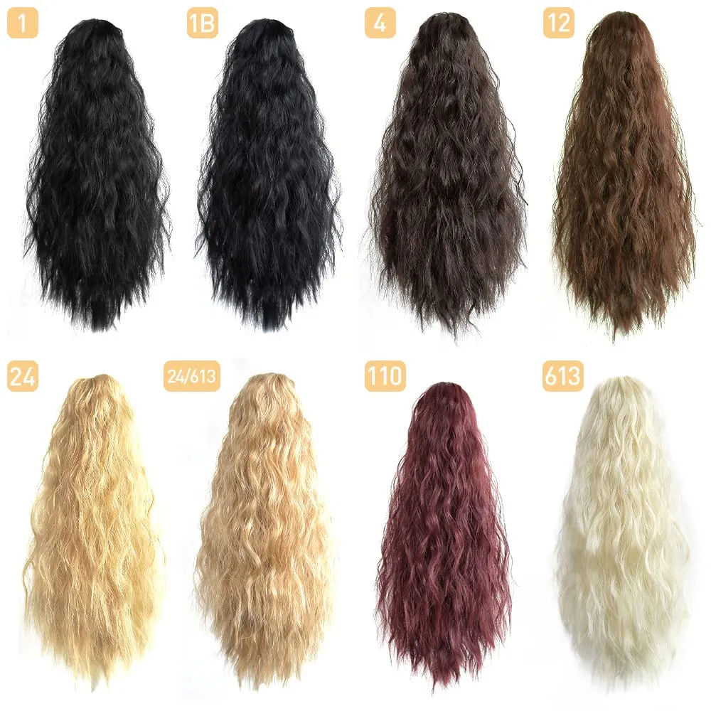 Claw Clip Ponytail Extension 18" Wavy Clips in Hair Extensions Curly Synthetic Pony Tails Fluffy Faux Ponytails Wigs Natural Hairpieces for Women Wedding Party Daily Use 6 Oz Bleach Blonde