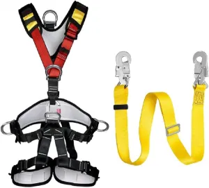 Climbing Safety Belt with Adjustable Lanyard, Thicken Full Body Safety Climbing Belt, Safety Belt Kit Personal Portable Protective Equipment