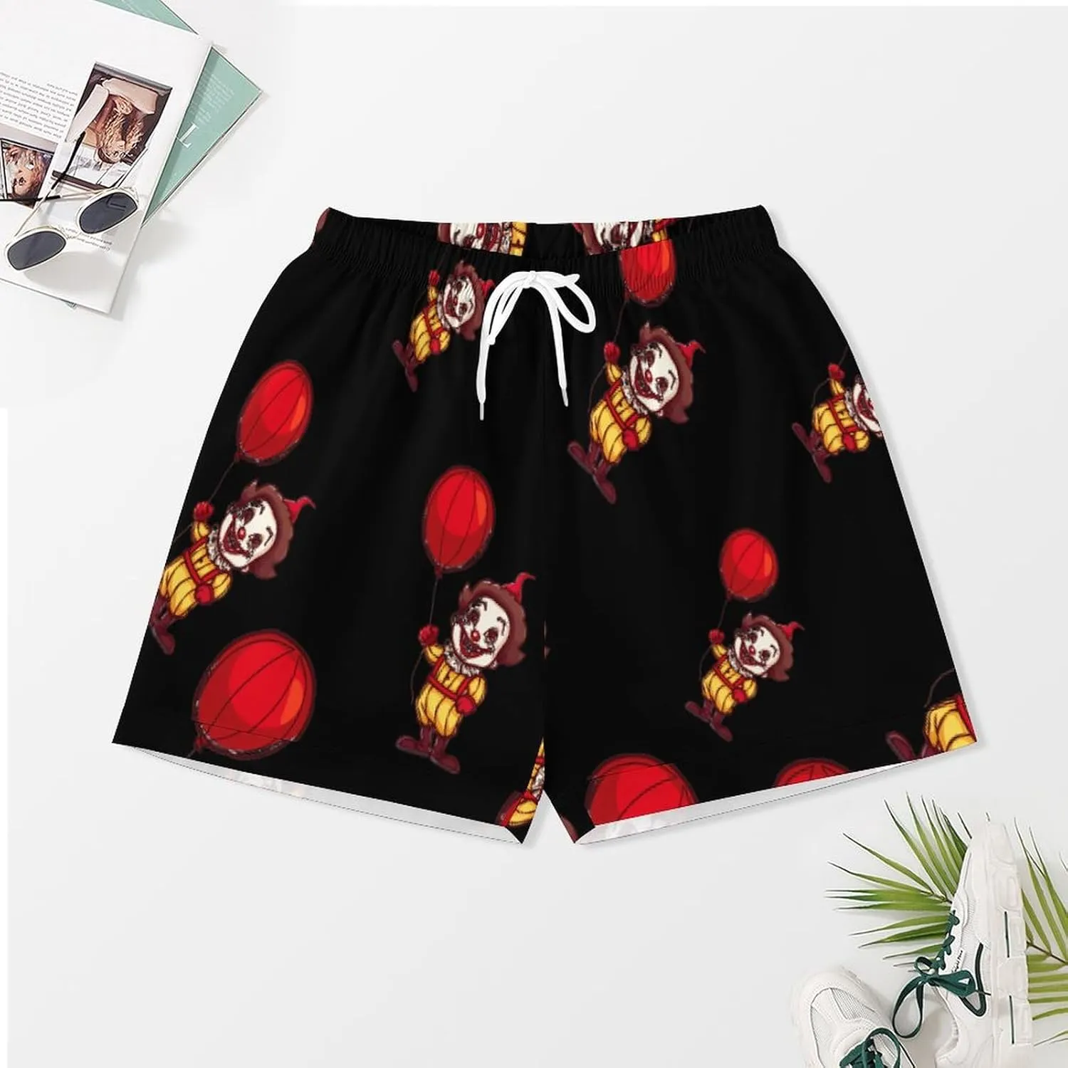 Clown Women's Satin Pajama Set Short Sleeve Button Down Sleepwear Loungewear Pj Set