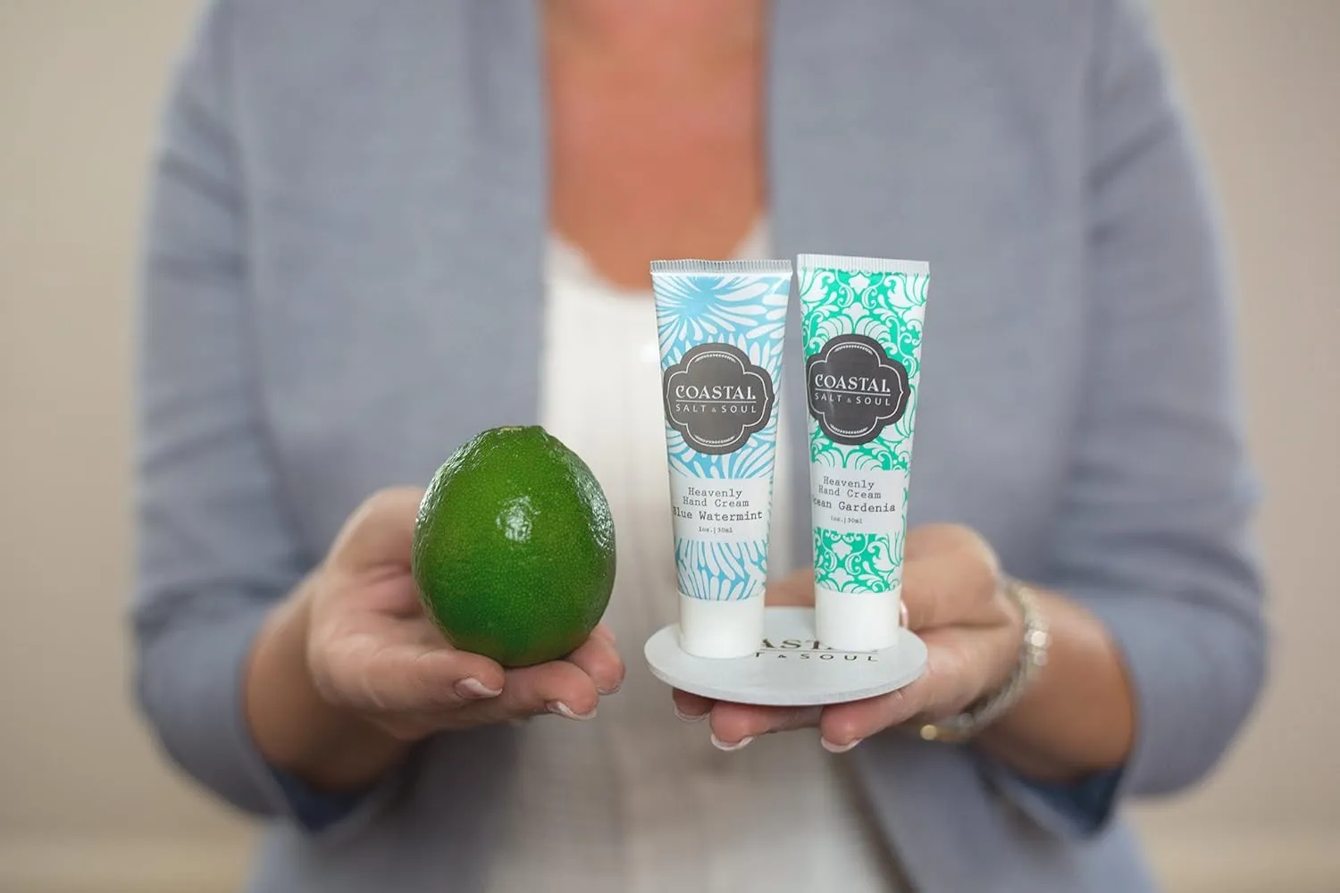 Coastal Salt & Soul, Heavenly Hand Cream, For Cracked and Dry Hands, with Avocado and Jojoba Oils & Pure Shea Butter, 1.0 oz., Blue Water Mint.