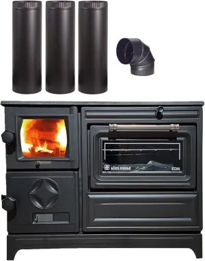 Colorful Cast Iron Wood Stove Pipe Set | 3 Straight Pipes   1 Elbow Pipe | Durable Cast Iron Construction | Compatible with Wood Burning Stoves | Village House Cabin Stove Accessory
