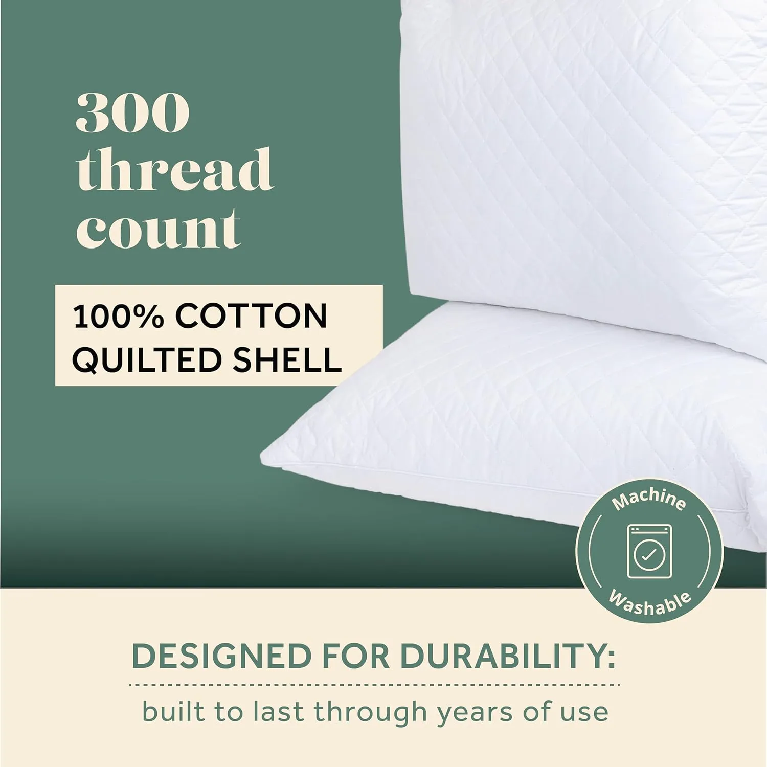 ComfyDown Premium Feather and Down ComfyPlush Supportive Bed Pillow for Sleeping, Luxury Diamond Quilted Cotton Cover, Made in USA, Medium Firm (Queen = 20x30)