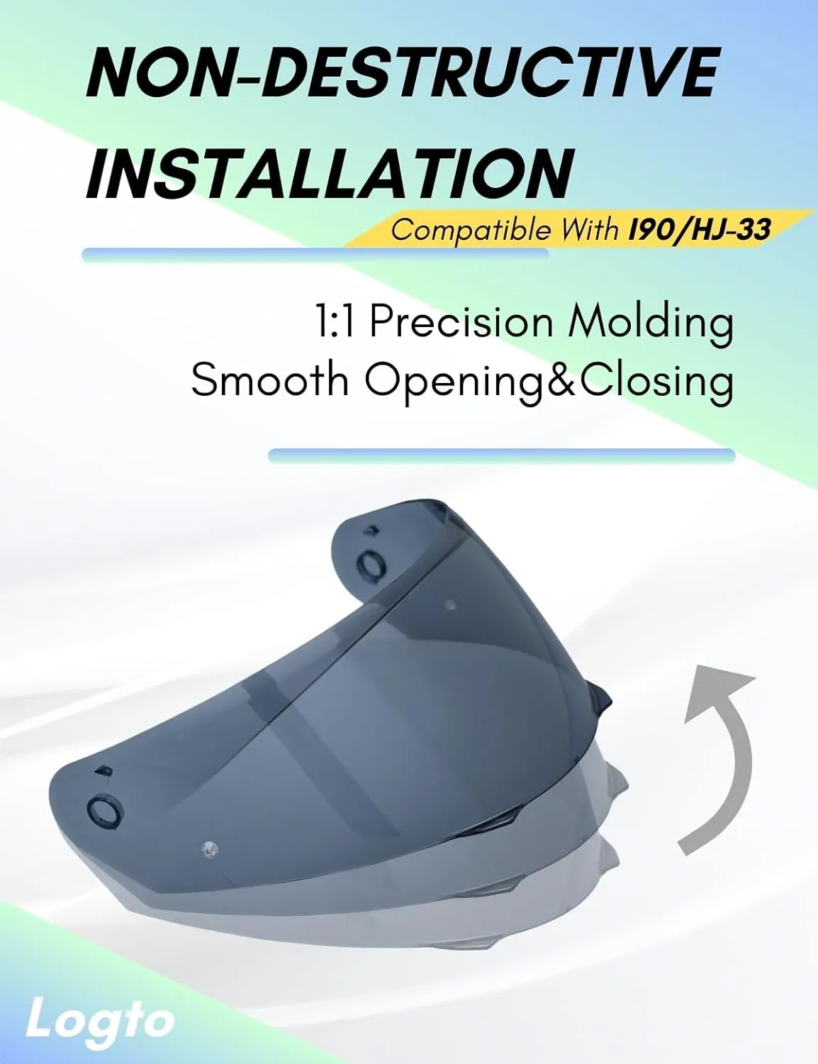 Compatible With HJC i90 Helmet Visor Replacement HJ 33 Shield Tinted Visor Helmet Accessories (Light Smoke)