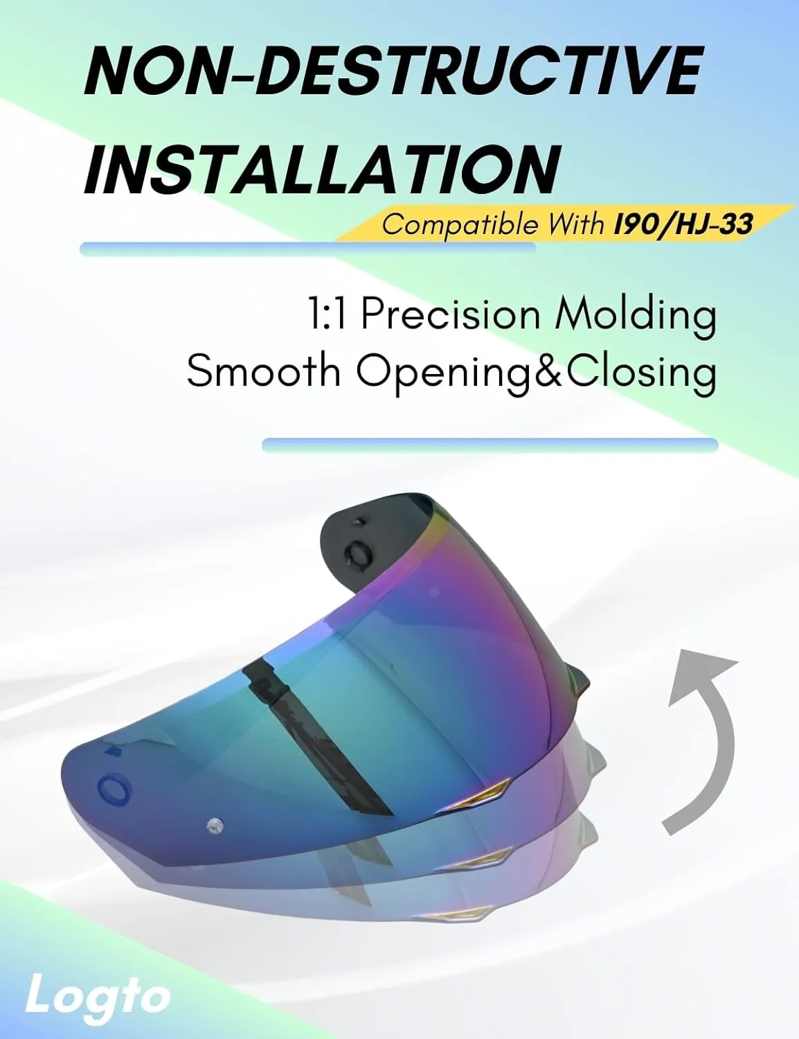 Compatible With HJC i90 Helmet Visor Replacement HJ 33 Shield Tinted Visor Helmet Accessories (Rainbow)