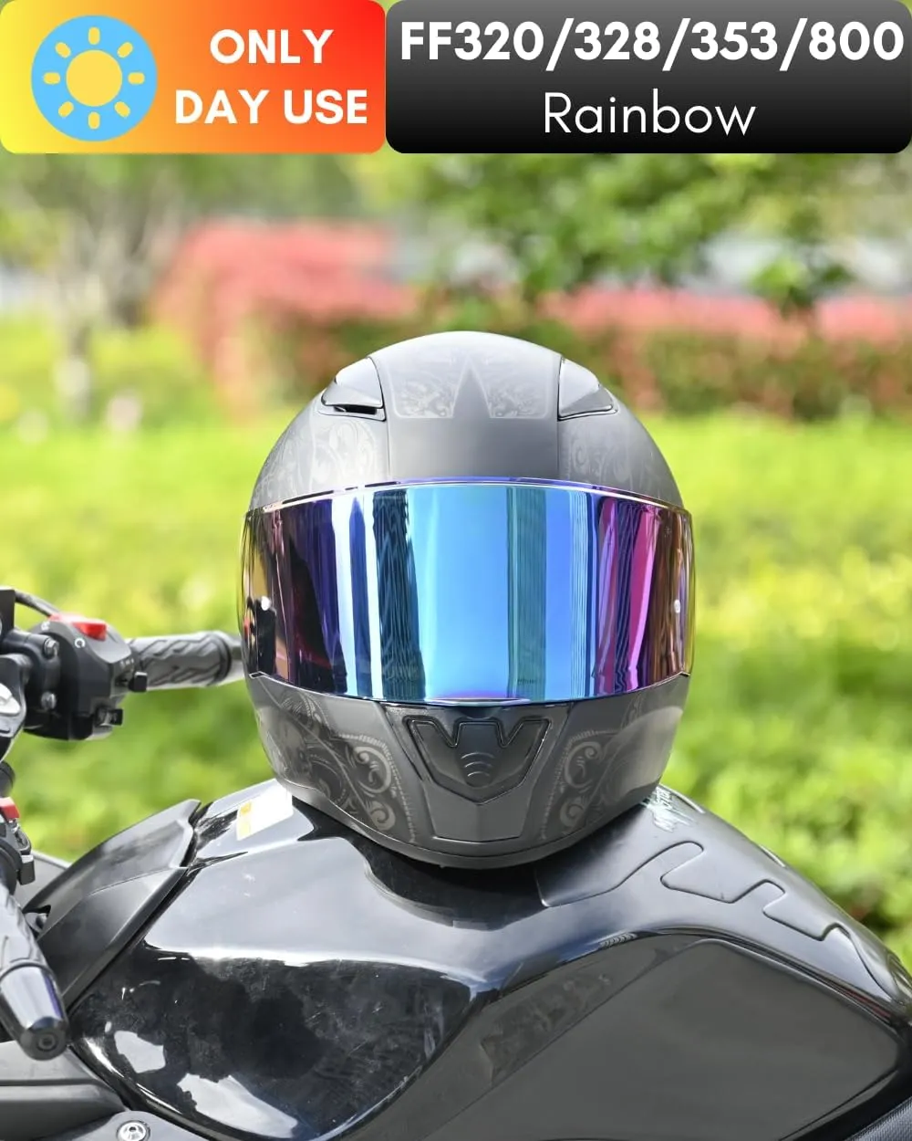 Compatible with LS2 FF353/320/328/800 Helmets Visor Tint Replacement Motorcycle Helmet Face Shield (Rainbow)
