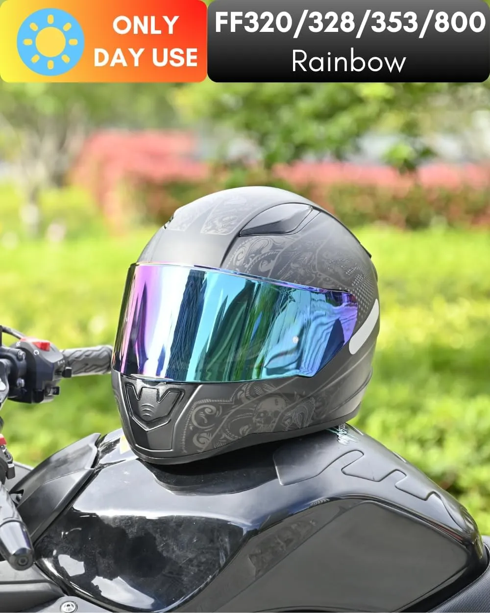 Compatible with LS2 FF353/320/328/800 Helmets Visor Tint Replacement Motorcycle Helmet Face Shield (Rainbow)