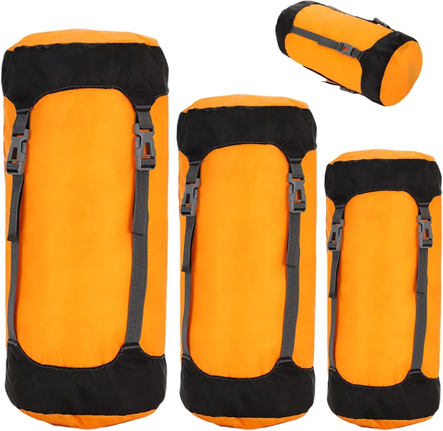 Compression Sack, 3Pcs Wateproof & Adjustable Nylon Sleeping Bag Compression Sack with Drawstring, Lightweight for Traveling, Camping, Hiking, Backpacking.