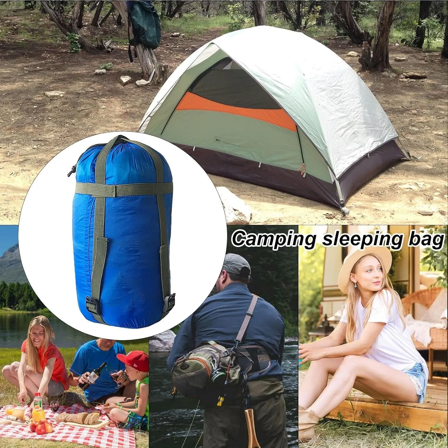 Compression Sack - Lightweight Backpacking Organizer, Oxford Fabric Sleeping Bag | Ergonomic Backpacking Sacks, Nylon Storage Bag for Travel, Camping, Backpacking Outdoor li