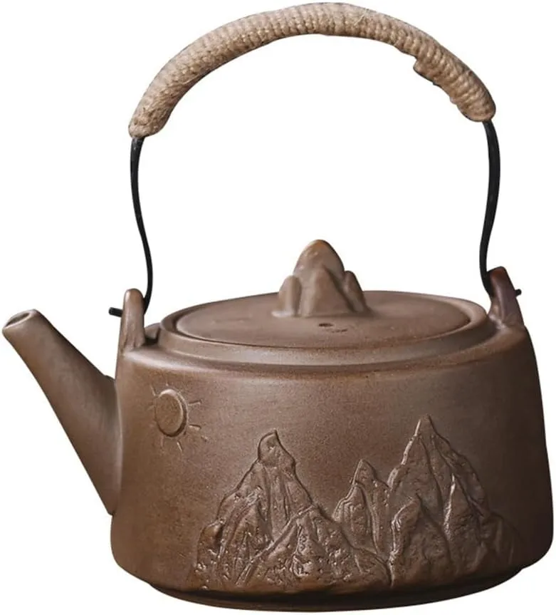 Cooking Tea Stove Firewood Burning Beam Pot Retro Fire Carbon Teapot Outdoor Camping (White Patch Five)