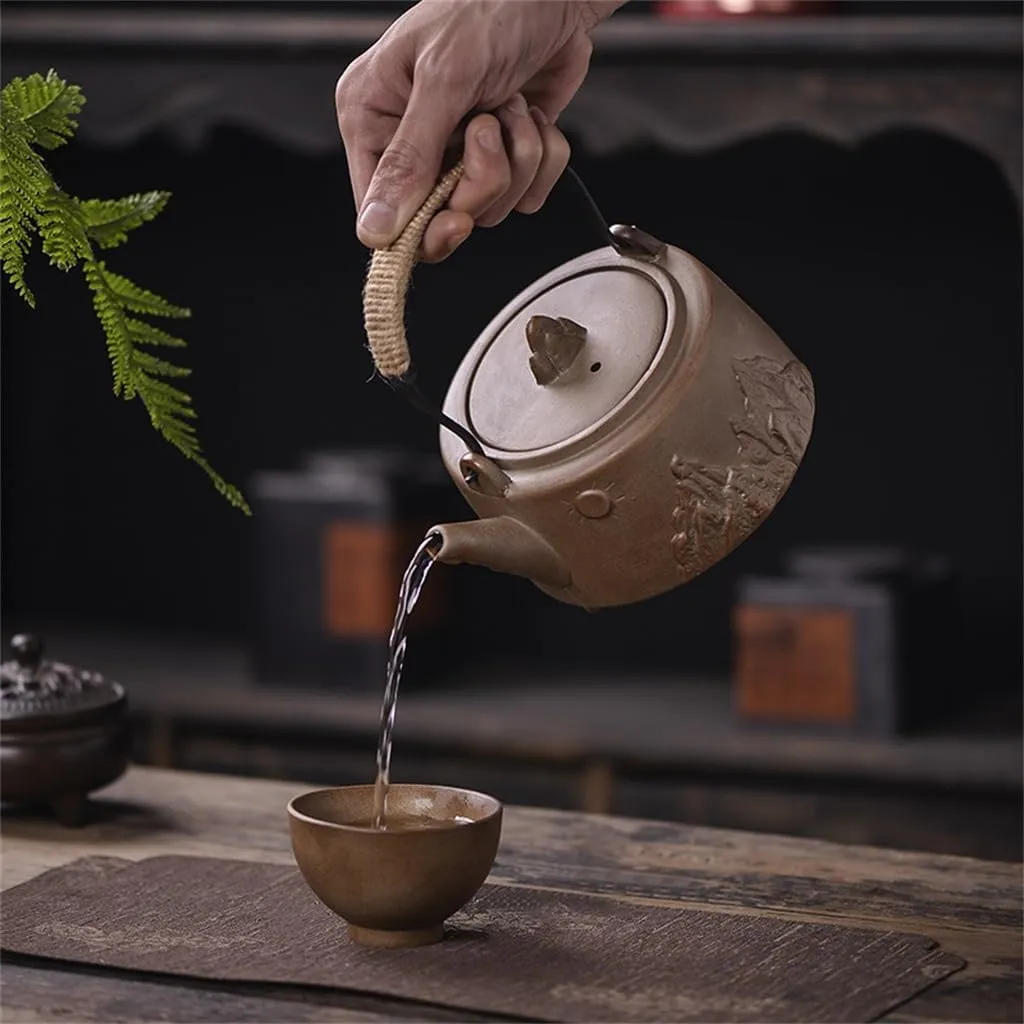 Cooking Tea Stove Firewood Burning Beam Pot Retro Fire Carbon Teapot Outdoor Camping (White Patch Five)