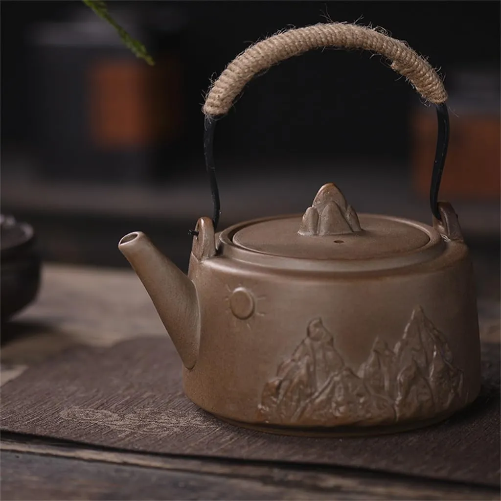 Cooking Tea Stove Firewood Burning Beam Pot Retro Fire Carbon Teapot Outdoor Camping (White Patch Five)