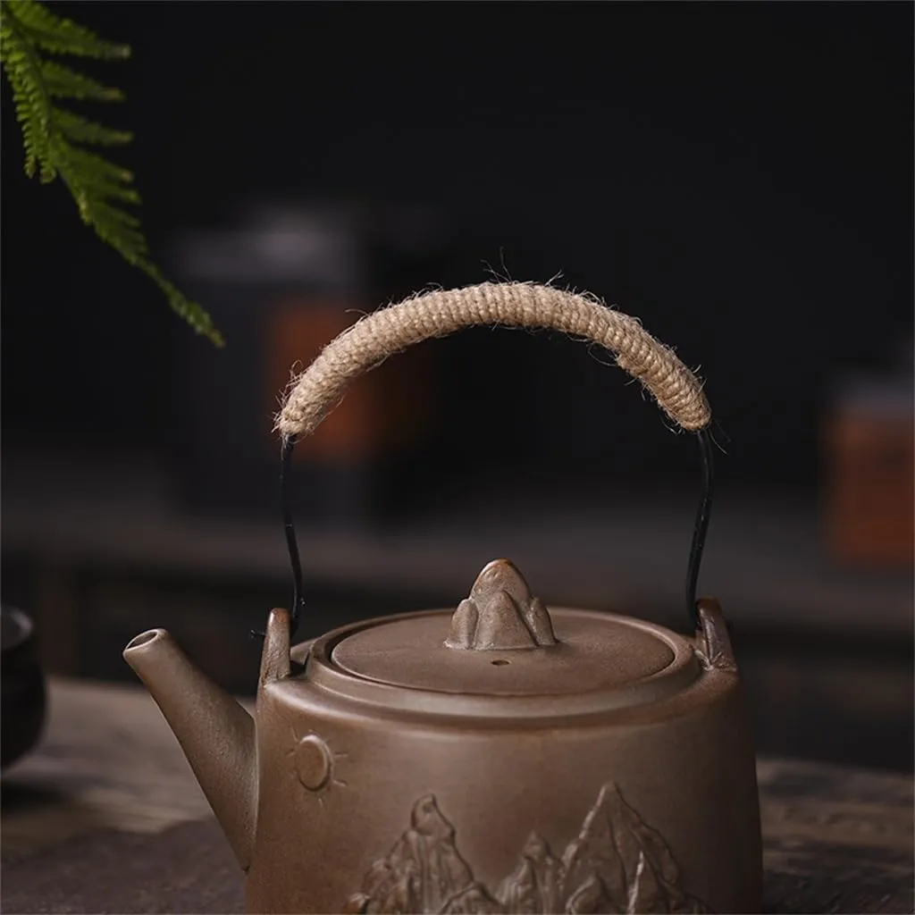 Cooking Tea Stove Firewood Burning Beam Pot Retro Fire Carbon Teapot Outdoor Camping (White Patch Five)