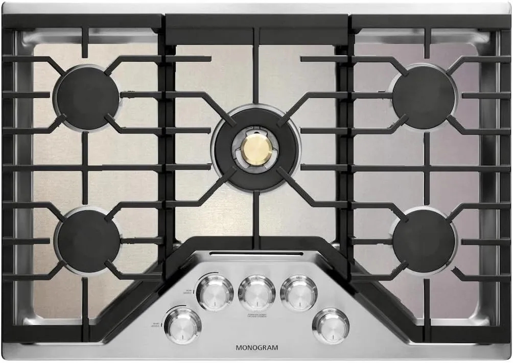 CookTop Protector for General Electric GE Monogram Gas CookTop, Custom Fit Ultra Thin Reusable Burner Splatter Spill Guard Protective Cover Liner in Silver - ZGU36RSLSS