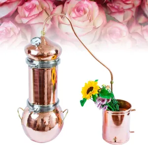 Copper Moonshine Still, 2L/3L Pure Copper Alembic Still with Thermometer, Home DIY Brewing Kit for Whiskey, Essential Oils,3L