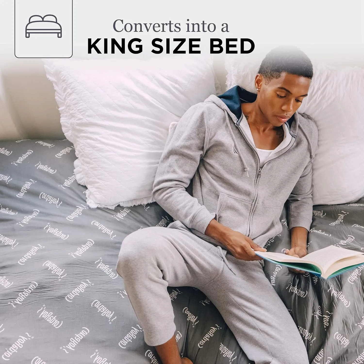 CordaRoy's Chenille Bean Bag-Convertible Bean Bag Chair&Bed-Machine-Washable Chenille Fabric Cover-for Basement,Living Room,Game Room,Dorm & More - King Size - Charcoal | Made in The USA