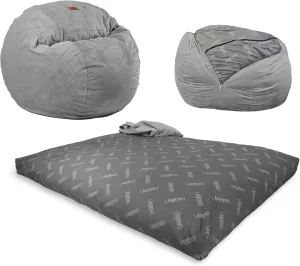 CordaRoy's Chenille Bean Bag-Convertible Bean Bag Chair&Bed-Machine-Washable Chenille Fabric Cover-for Basement,Living Room,Game Room,Dorm & More - King Size - Charcoal | Made in The USA