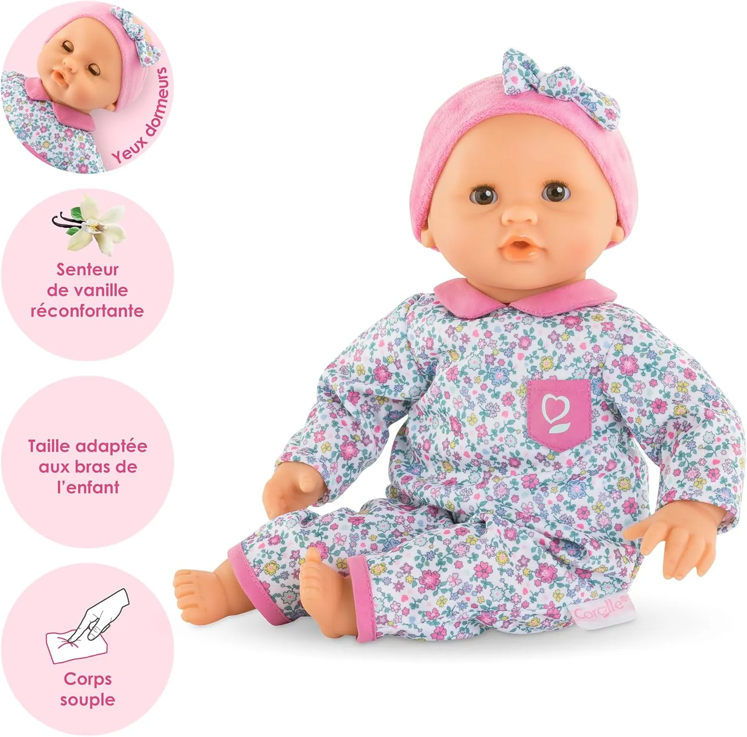 Corolle Bébé Calin Capucine Baby Doll - 12" Soft-Body with Sleeping Eyes That Open and Close, Vanilla-Scented - Mon Premier Poupon Collection for Kids Ages 18 Months and up